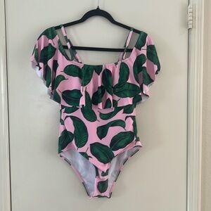 Tropical Leaf Print One-Piece Women’s Swimsuit